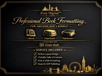 Image de couverture du service Zinn Hub® « I Will Format Your Book for Amazon KDP, Paperback or Hardcover »