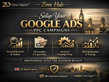 Imej kulit untuk perkhidmatan Zinn Hub® “I Will Set Up Your Google Ads PPC Campaign for Home Services”
