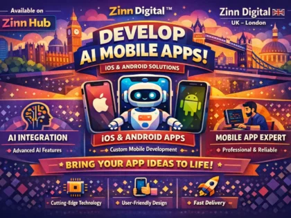 Titelbild des Zinn Hub®-Dienstes „I Will Develop an AI-Powered Mobile App for iOS and Android“