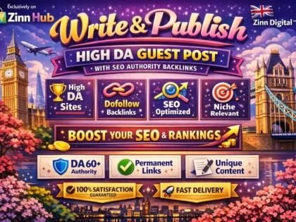 Обложка услуги Zinn Hub® «I Will Write and Publish High DA Guest Posts with Dofollow Backlinks»