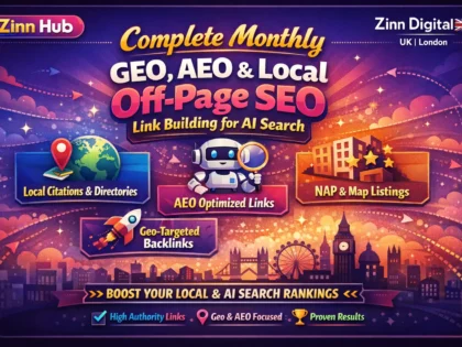 Обложка услуги Zinn Hub® «I Will Run Complete Monthly SEO With GEO & AEO Link Building»