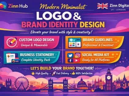 Úvodní obrázek služby Zinn Hub® „I Will Design a Modern Minimalist Business Logo & Brand Identity“