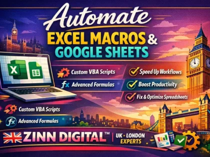 Image de couverture du service Zinn Hub® « I Will Automate Excel and Google Sheets With VBA and Formulas »