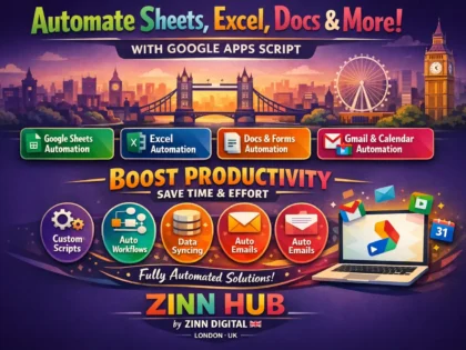 Image de couverture du service Zinn Hub® « I Will Build Google Apps Script Automations for Workspace »