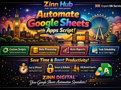 Image de couverture du service Zinn Hub® « I Will Automate Google Sheets and Apps Script for Your Business »