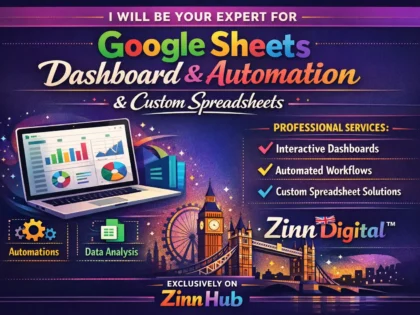 Image de couverture du service Zinn Hub® « I Will Build Your Google Sheets Dashboard, Automation or Spreadsheet »