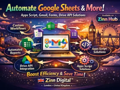 Image de couverture du service Zinn Hub® « I Will Automate Google Sheets With Apps Script and API Integration »