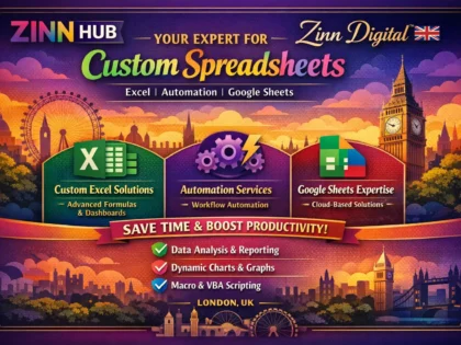 Image de couverture du service Zinn Hub® « I Will Build Custom Excel Spreadsheets, Automation and Google Sheets Dashboards »