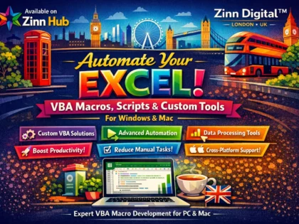 Image de couverture du service Zinn Hub® « I Will Build Custom Excel VBA Macros and Automation Tools »