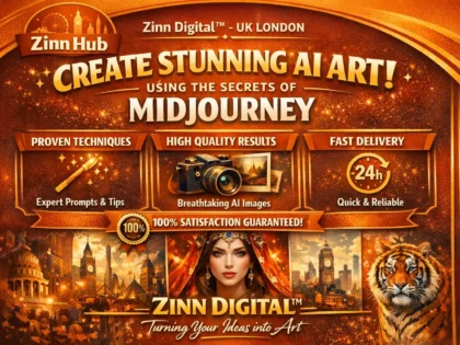 Image de couverture du service Zinn Hub® « I Will Create Professional AI Art Using Midjourney »