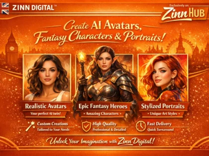 Image de couverture du service Zinn Hub® « I Will Create AI Fantasy Illustrations, Characters and Concept Art »