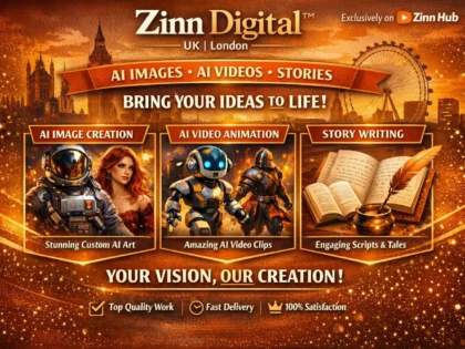 Image de couverture du service Zinn Hub® « I Will Create Stunning AI Images and AI Video Animations »