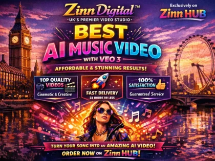 د ⁨Zinn Hub®⁩ خدمت د "I Will Create a Stunning AI Music Video in 4K Ultra HD" پوښښ عکس