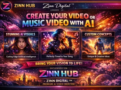 د ⁨Zinn Hub®⁩ خدمت د "I Will Create an AI Music Video or Animation in Any Style" پوښښ عکس