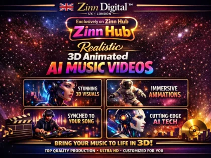 د ⁨Zinn Hub®⁩ خدمت د "I Will Create a 3D AI Animated Music Video for Your Song" پوښښ عکس