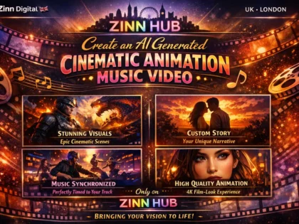 د ⁨Zinn Hub®⁩ خدمت د "I Will Create a Cinematic AI-Generated Music Video in 4K" پوښښ عکس