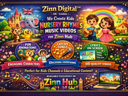 د ⁨Zinn Hub®⁩ خدمت د "I Will Create a 3D AI Animated Kids Nursery Rhyme Music Video" پوښښ عکس