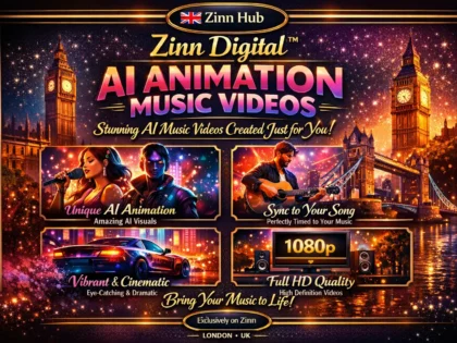 د ⁨Zinn Hub®⁩ خدمت د "I Will Create a Stunning AI Animation Music Video in 4K" پوښښ عکس
