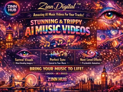د ⁨Zinn Hub®⁩ خدمت د "I Will Create a Stunning AI-Generated Music Video for Your Track" پوښښ عکس