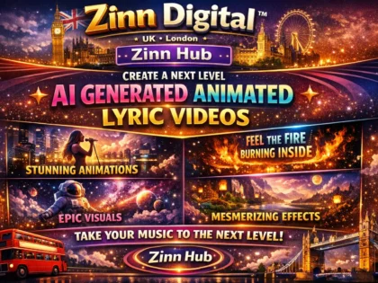 د ⁨Zinn Hub®⁩ خدمت د "I Will Create an AI-Generated Animated Lyric Video in Ultra HD 4K" پوښښ عکس