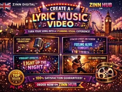 د ⁨Zinn Hub®⁩ خدمت د "I Will Create a Professional Lyric Music Video" پوښښ عکس