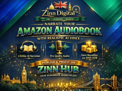 Обложка услуги Zinn Hub® «narrate your amazon audiobook with realistic ai voice»