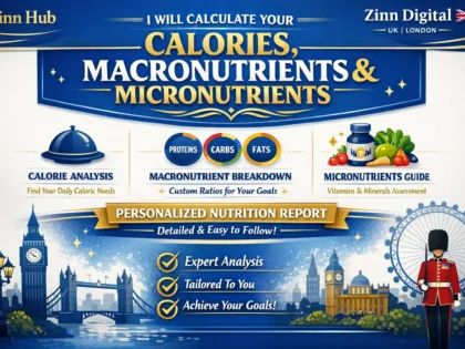 Zinn Hub® 서비스 “I Will Calculate Your Calories, Macros and Micronutrients”의 표지 이미지