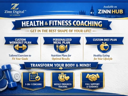 Zinn Hub® 서비스 “I Will Create a Personalised Workout and Meal Plan for Your Goals”의 표지 이미지
