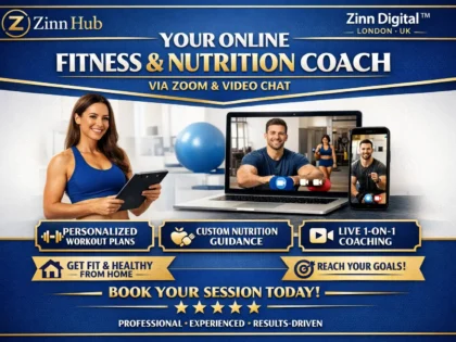 Zinn Hub® 서비스 “I Will Be Your Online Fitness and Nutrition Coach via Video Call”의 표지 이미지