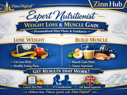 Zinn Hub® 서비스 “I Will Provide Expert One-to-One Nutrition Counselling for Weight Loss or Muscle Gain”의 표지 이미지