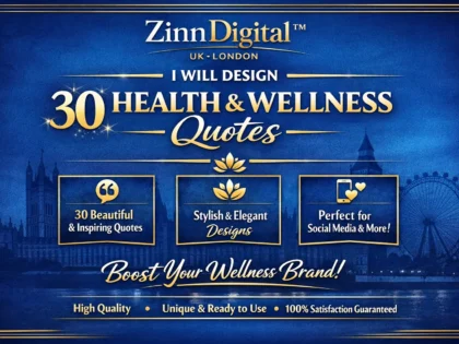 Zinn Hub® 서비스 “I Will Design 30 Branded Health & Wellness Quote Graphics”의 표지 이미지