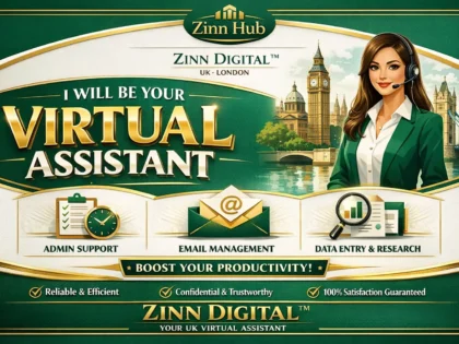 Zinn Hub® 服务“I Will Be Your Professional Virtual Assistant”的封面图片