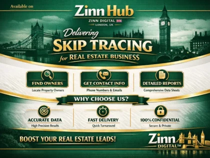 Zinn Hub® 服务“I Will Skip Trace Real Estate Leads With Premium Tier-1 Data Tools”的封面图片