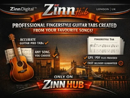 Обложка услуги Zinn Hub® «I Will Create a Professional Fingerstyle Guitar Tab for Any Song»