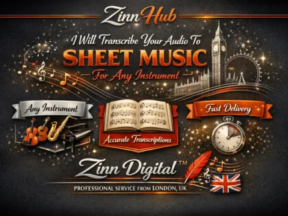 Обложка услуги Zinn Hub® «I Will Transcribe Your Audio Into Professional Sheet Music»