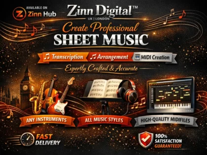 Обложка услуги Zinn Hub® «I Will Transcribe, Arrange or Notate Your Music Professionally»