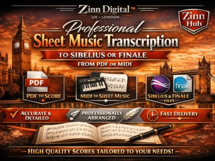 Обложка услуги Zinn Hub® «I Will Transcribe Your Sheet Music into Sibelius or Finale»