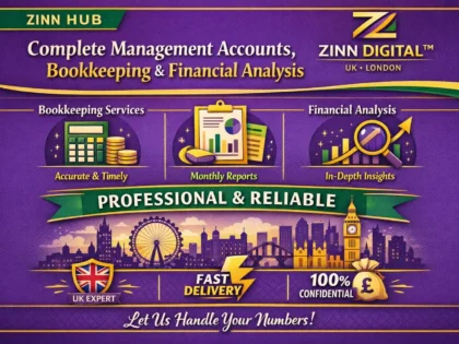 Zinn Hub® 서비스 “I Will Deliver Professional Bookkeeping & Management Accounts”의 표지 이미지