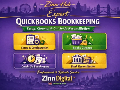 Zinn Hub® 서비스 “I Will Do Expert QuickBooks Bookkeeping, Cleanup & Reconciliation”의 표지 이미지