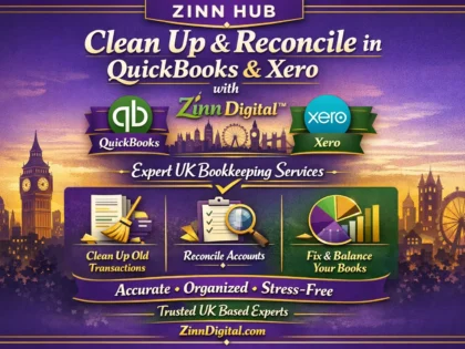 Zinn Hub® 서비스 “I Will Clean Up and Reconcile Your Books in QuickBooks or Xero”의 표지 이미지
