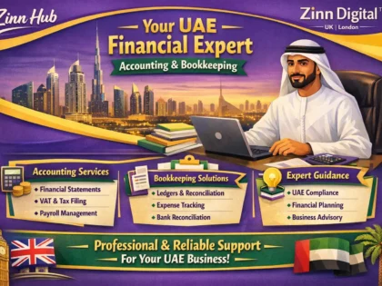 Zinn Hub® 서비스 “I Will Handle UAE Accounting, Bookkeeping & Tax Compliance”의 표지 이미지