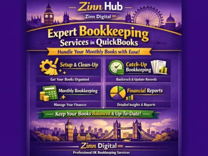 Zinn Hub® 서비스 “I Will Handle Your QuickBooks Bookkeeping, Cleanup & Reporting”의 표지 이미지