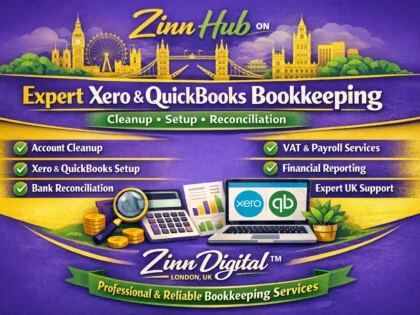 Zinn Hub® 서비스 “I Will Clean Up, Reconcile and Categorise Your QuickBooks or Xero Books”의 표지 이미지