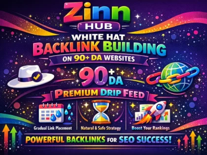 Gambar sampul untuk layanan Zinn Hub® “I will build premium white hat DA 90 plus backlinks with contextual and profile placements”