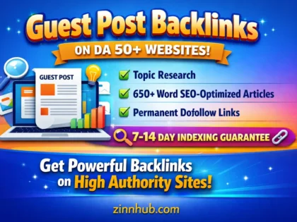Gambar sampul untuk layanan Zinn Hub® “I will write and publish high authority guest posts with backlinks on DA50+ websites”