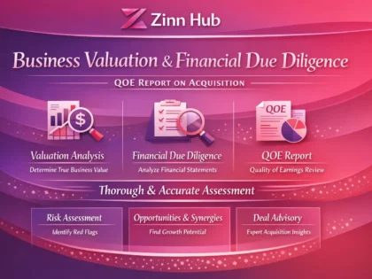 Zinn Hub® 서비스 “I Will Deliver Business Valuation & Financial Due Diligence for Acquisitions”의 표지 이미지