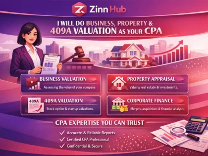 Zinn Hub® 서비스 “I Will Prepare a CPA Business Valuation or Appraisal Report”의 표지 이미지