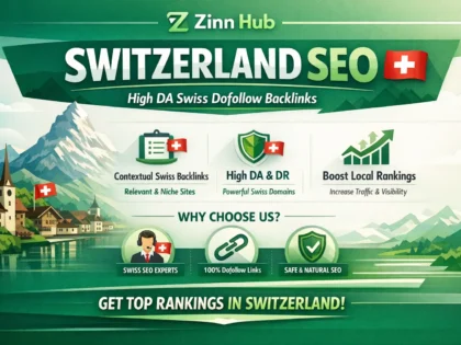 Úvodní obrázek služby Zinn Hub® „do switzerland SEO with high da swiss dofollow contextual swiss backlinks“