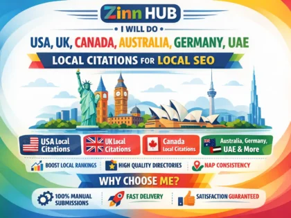 Imej kulit untuk perkhidmatan Zinn Hub® “do usa, uk, canada, australia, germany, uae, local citations for local SEO”