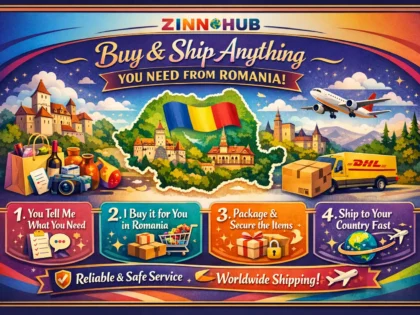 Zinn Hub® 서비스 “buy and ship anything you need from romania”의 표지 이미지